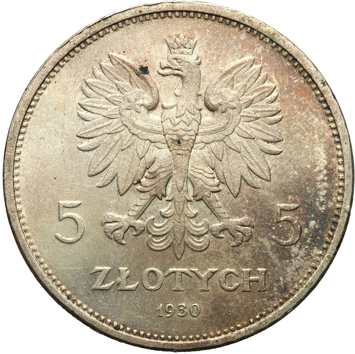 II RP. 5 złotych 1930 Sztandar - PIĘKNY